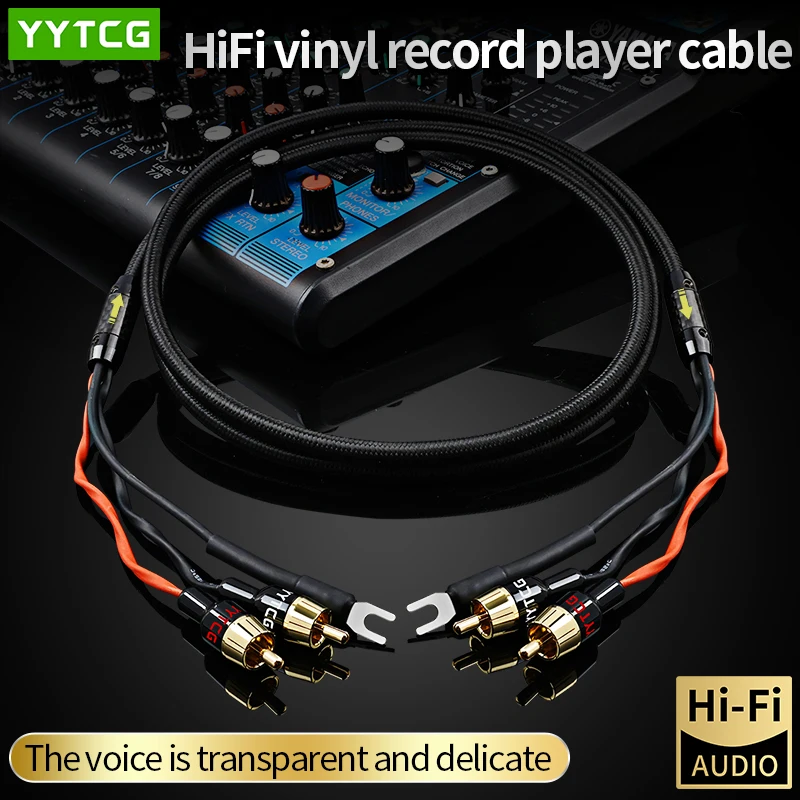 YYTCG Audio 2RCA Cable with Ground Wire Black tape player LP Vinyl Record Player Amplifier Chassis Gold Plated plug