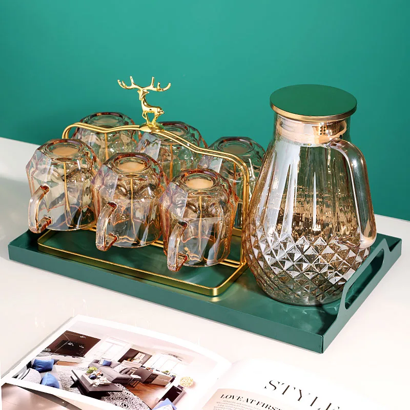 

Modern light luxury water cup set, glass cup, cold kettle, simple family hospitality, drinking water to make tea, heat-resistant