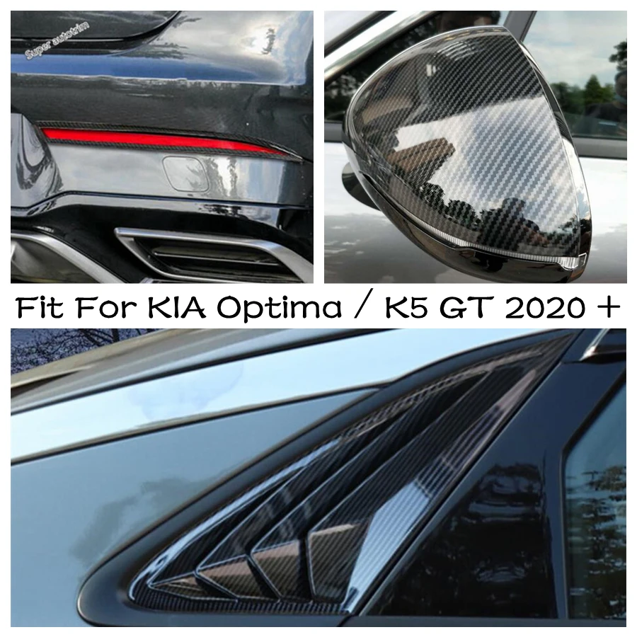 

Window Shutter Louver / Rearview Mirror / Rear Fog Lamp Light Cover Trim For KIA Optima / K5 GT 2020 -2022 Carbon Fiber Exterior