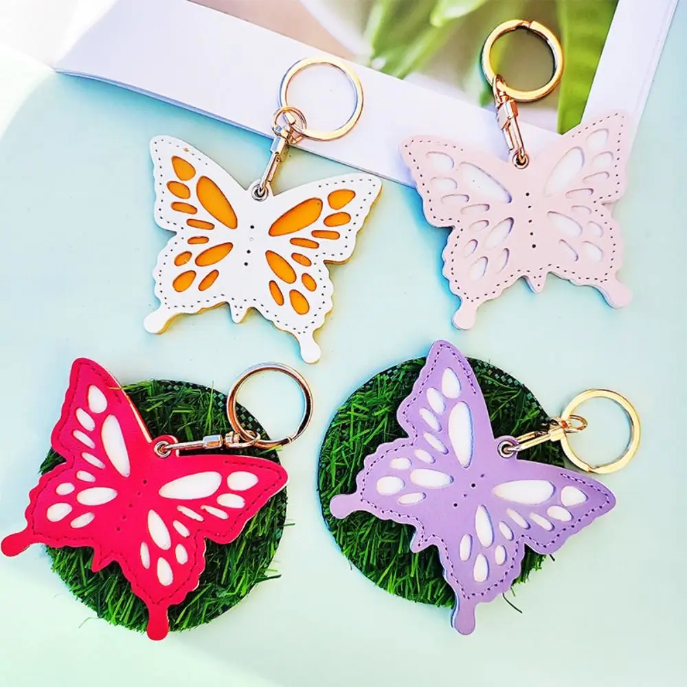 

Anti-lost Butterfly Leather Pendant Flower Animal Leather Keychain Cartoon Detachable Creative Butterfly Keychain Travel