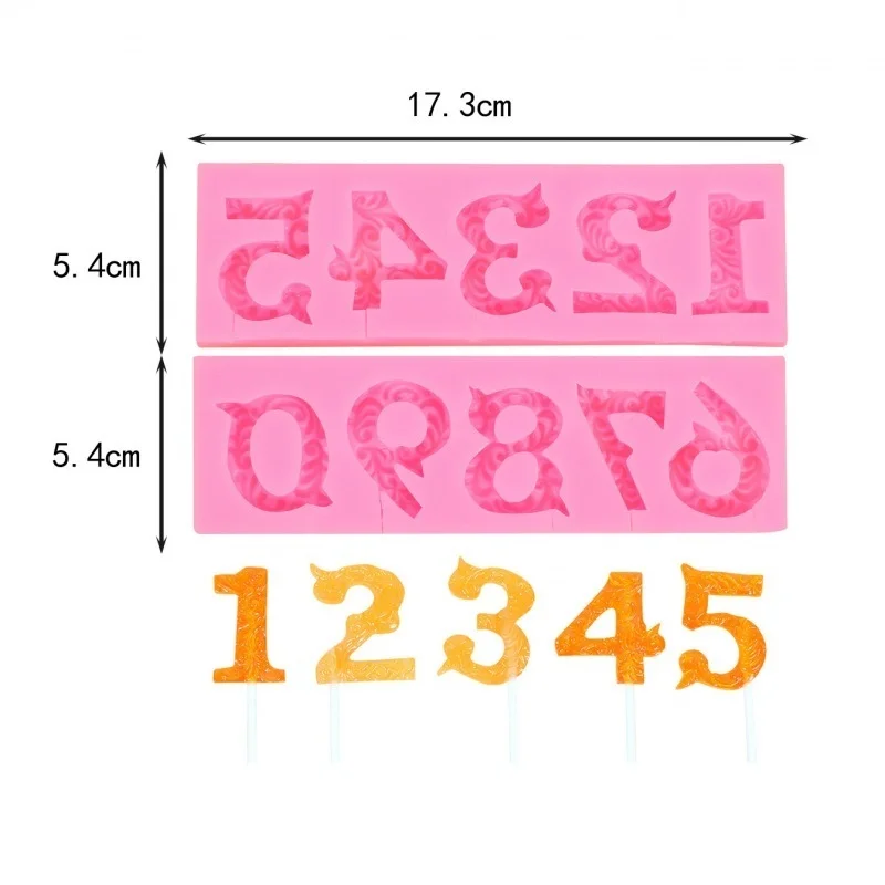 Handmade Cake Dessert Decoration DIY Baking Art Number Liquid Silicone Mold Chocolate Clay Mould Reusable Kitchen Baking Tool