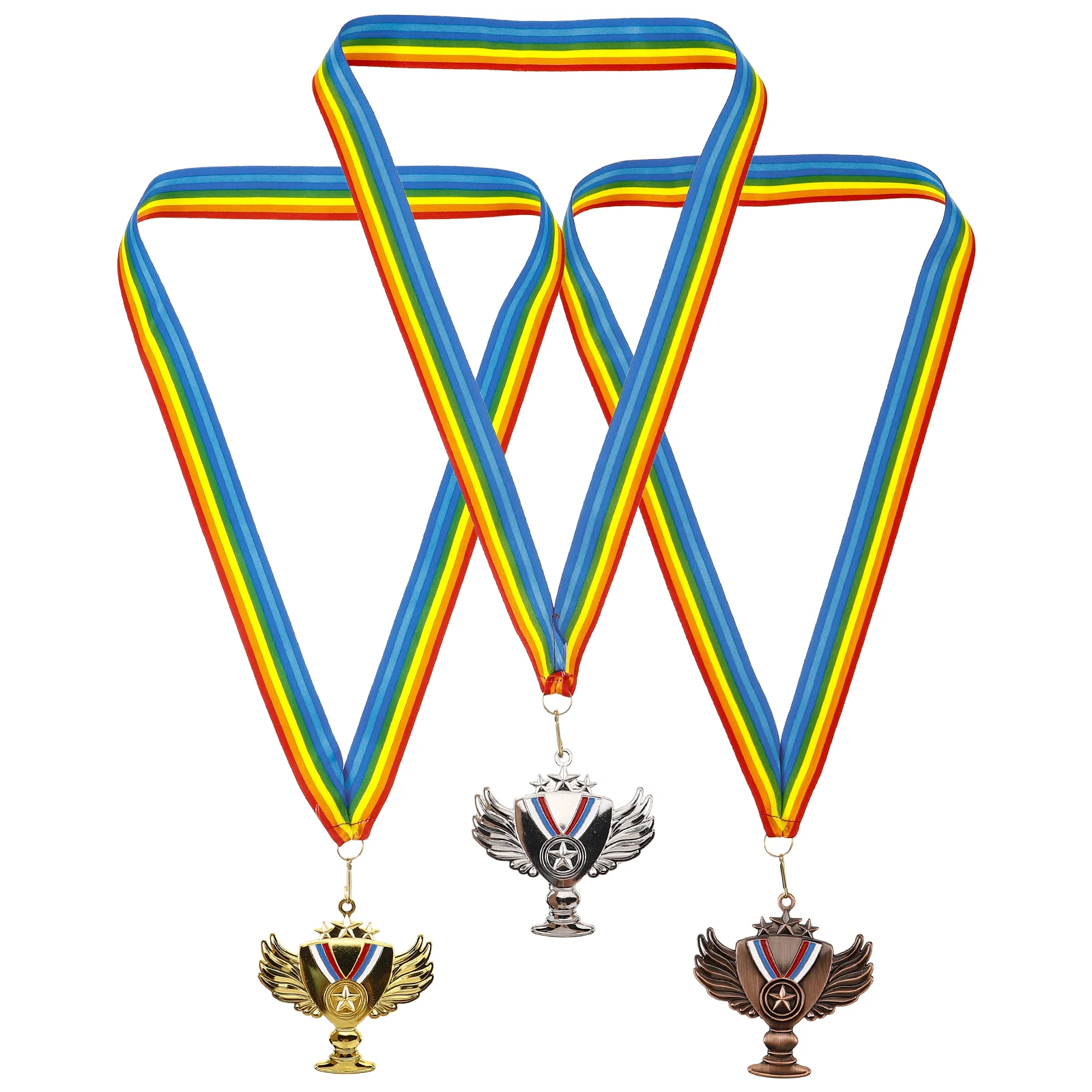

3pcs Medals Hanging Alloy Metal Hanging Neck Sports Competition Award Medals Ribbon Bulk Athletics Sports Winner Competition