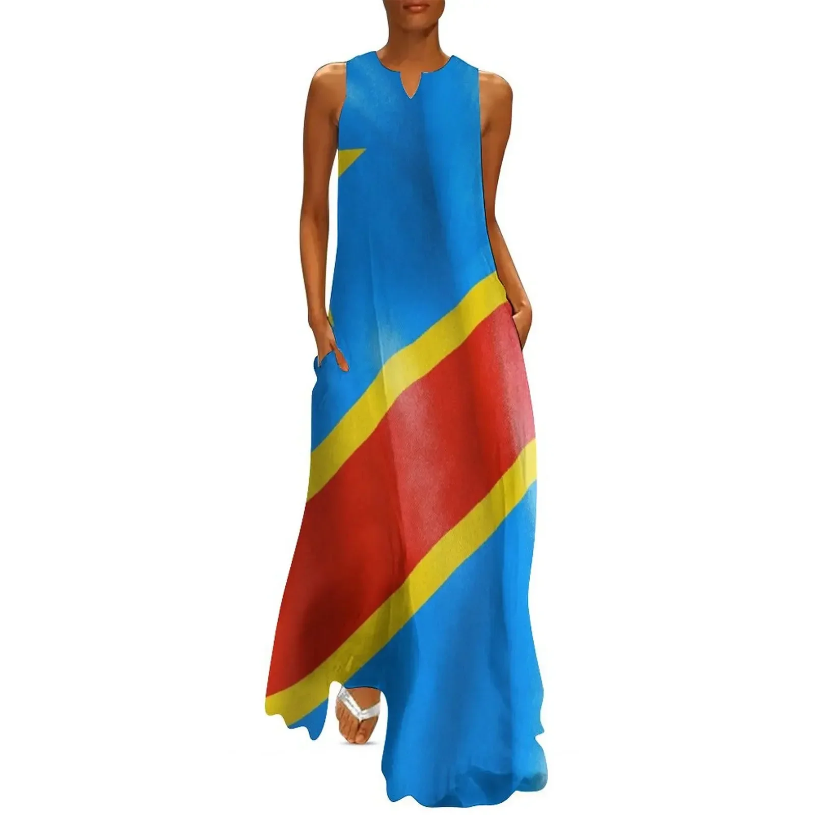 

Democratic Republic of the Congo Flag Long Dress evening dress Prom gown Women's long dress Women's summer suit