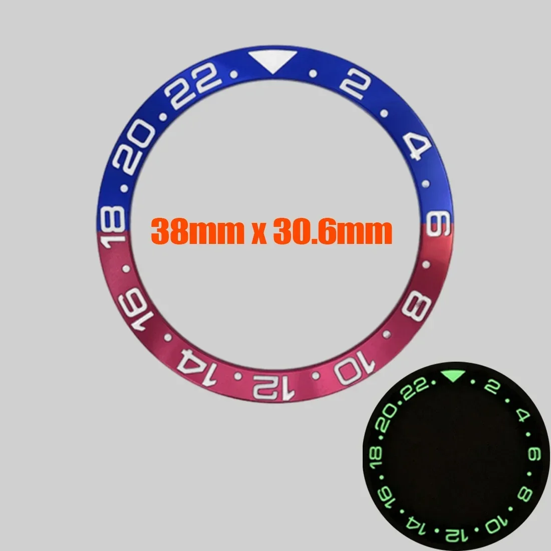 38x30.6 مللي متر ساعة الحافة إدراج صالح ل SUB SKX007 SRPD ساعة حافظة الألومنيوم الأخضر مضيئة الأزرق مضيئة منحني ساعة الحافة الدائري #3
