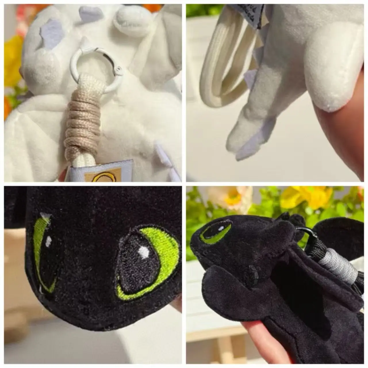 2PCSDragon Taming Master Super Cute Toothless Plush Toy Doll Black and White Flying Dragon Backpack Pendant Decoration Doll Gift view 4