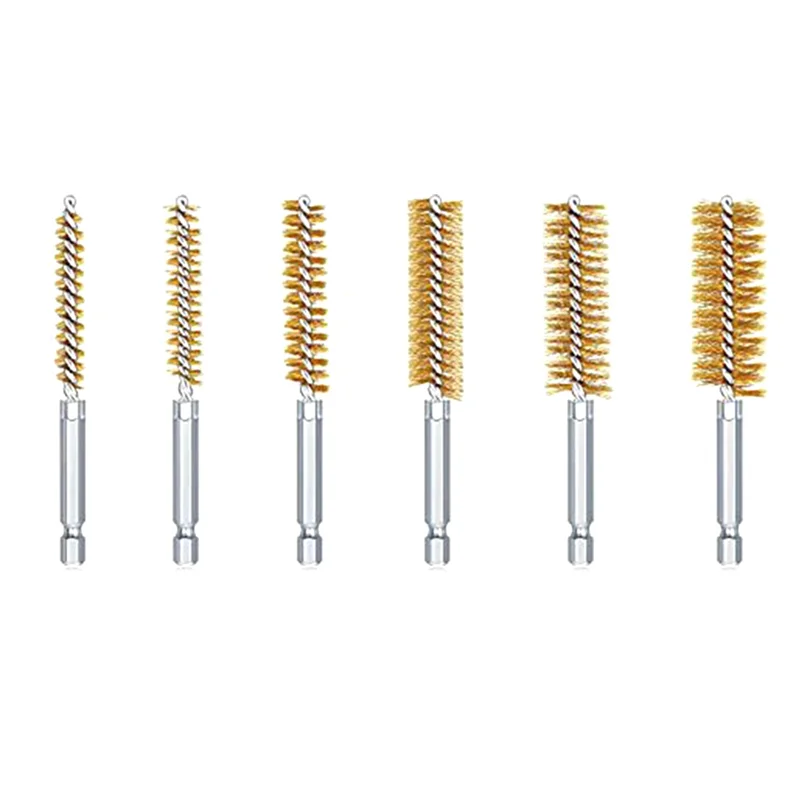 12PCS Steel Bore Wire Brush Twisted Wire Stainless Steel Cleaning Brush with Handle 1/4 Inch Hex for Pipe Hole