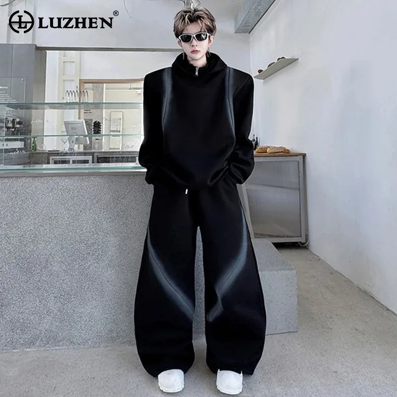 

LUZHEN Fashion Handsome Street Two-piece Sets Men's 2025 New Original Tie-dyed Stripe Hoodies Pullover Loose Casual Pants JY3857