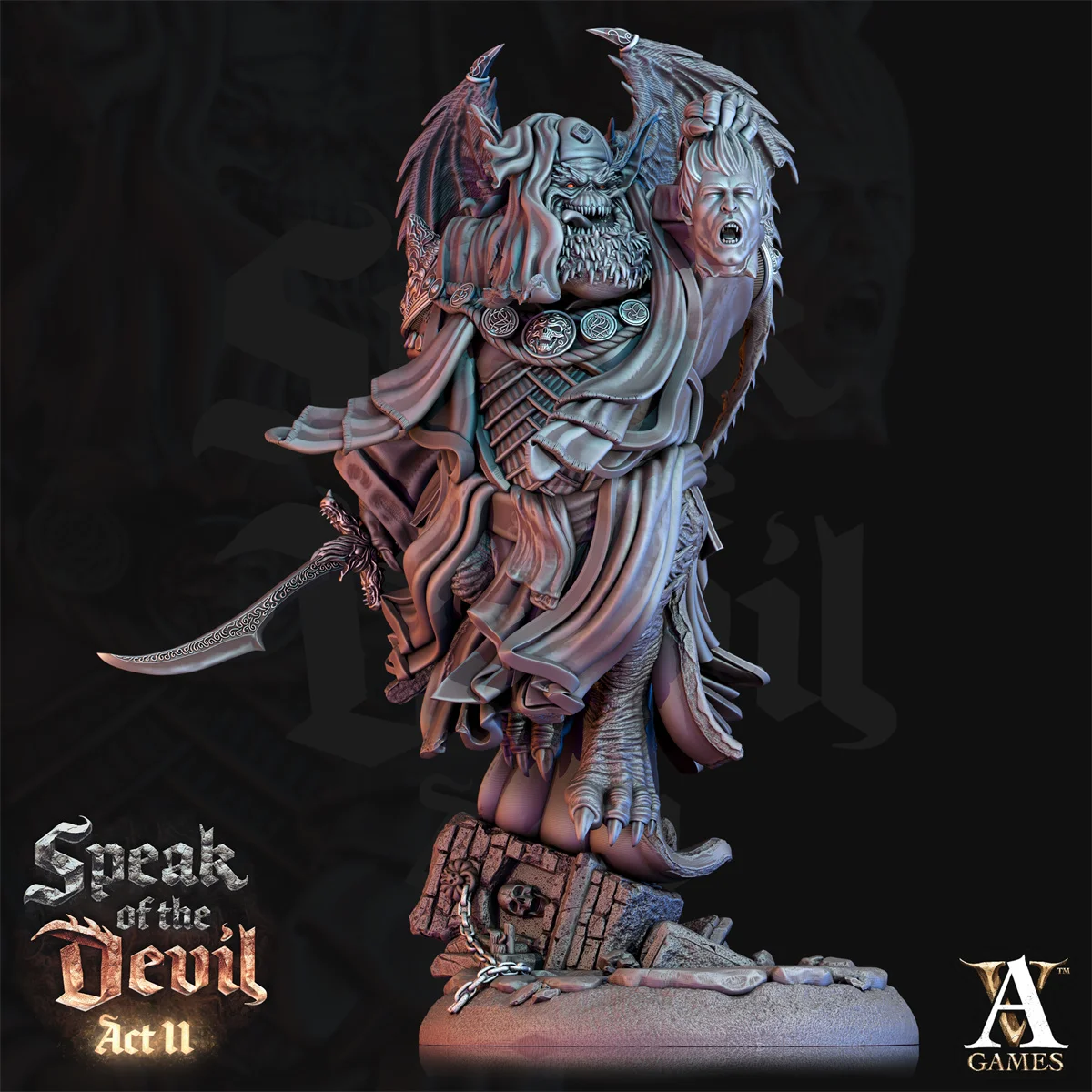 Dnd Miniatures Figures Demon Ruler Dragon Demon Slayer Warrior Four-legged Demon DND Villain 3d Printing