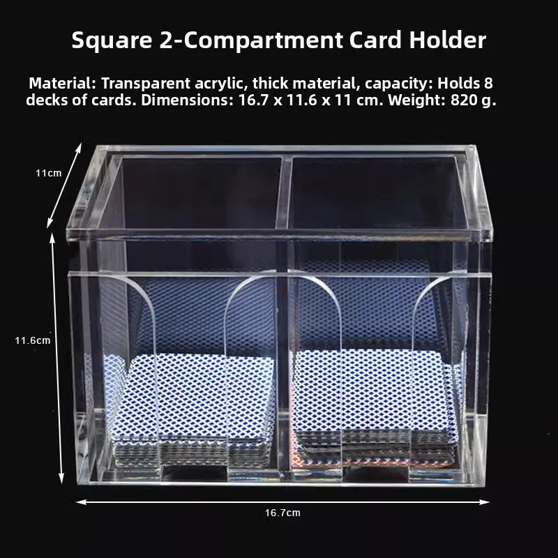 transparent-acrylic-poker-discard-box-clear-gaming-card-organizer-weight-500g-for-mahjong-card-game-accessory