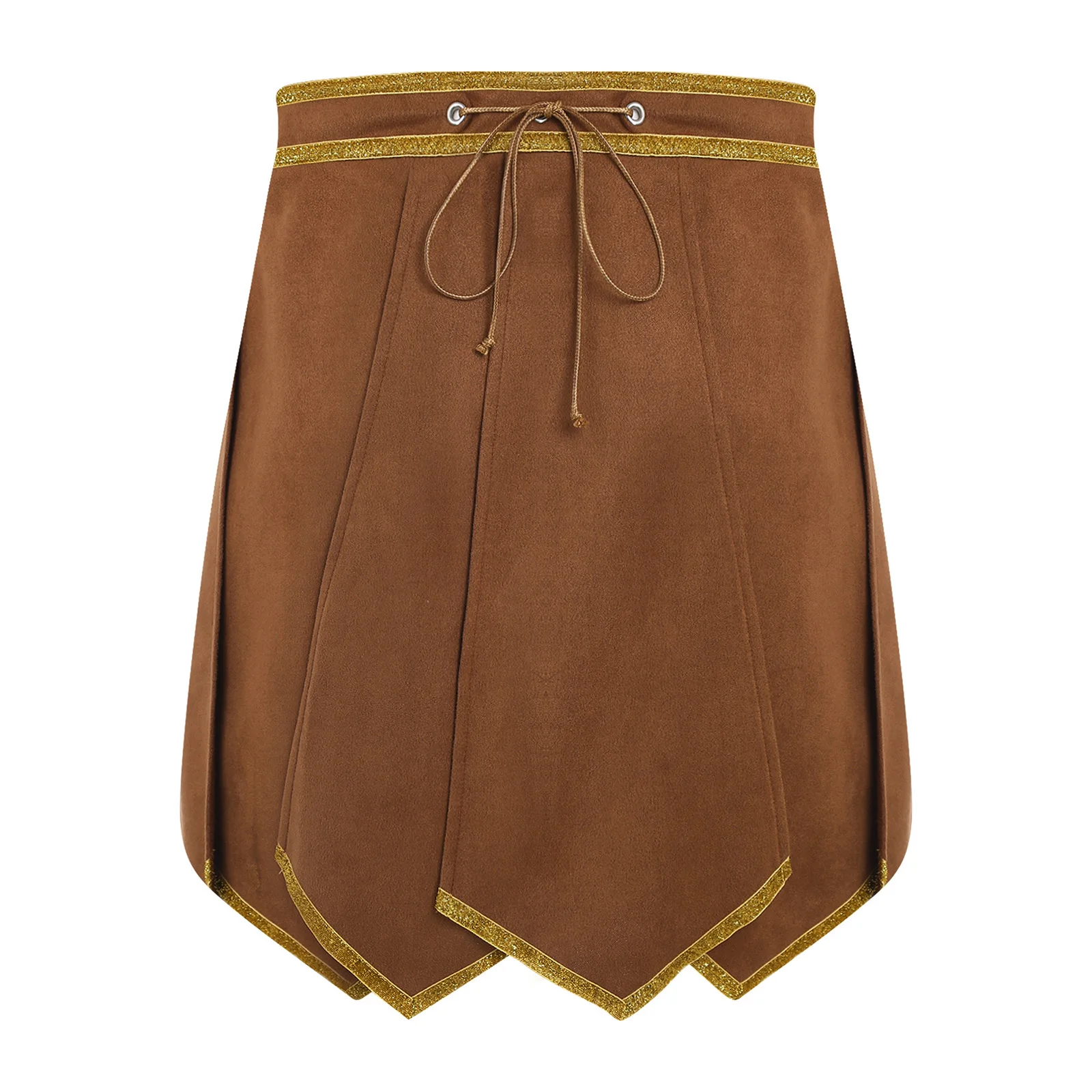 

Men Halloween Roman Gladiator Costume Split Hem Skirted Adjustable Waist Faux Suede Armor Skirt for Greek Warrior Knight Cosplay