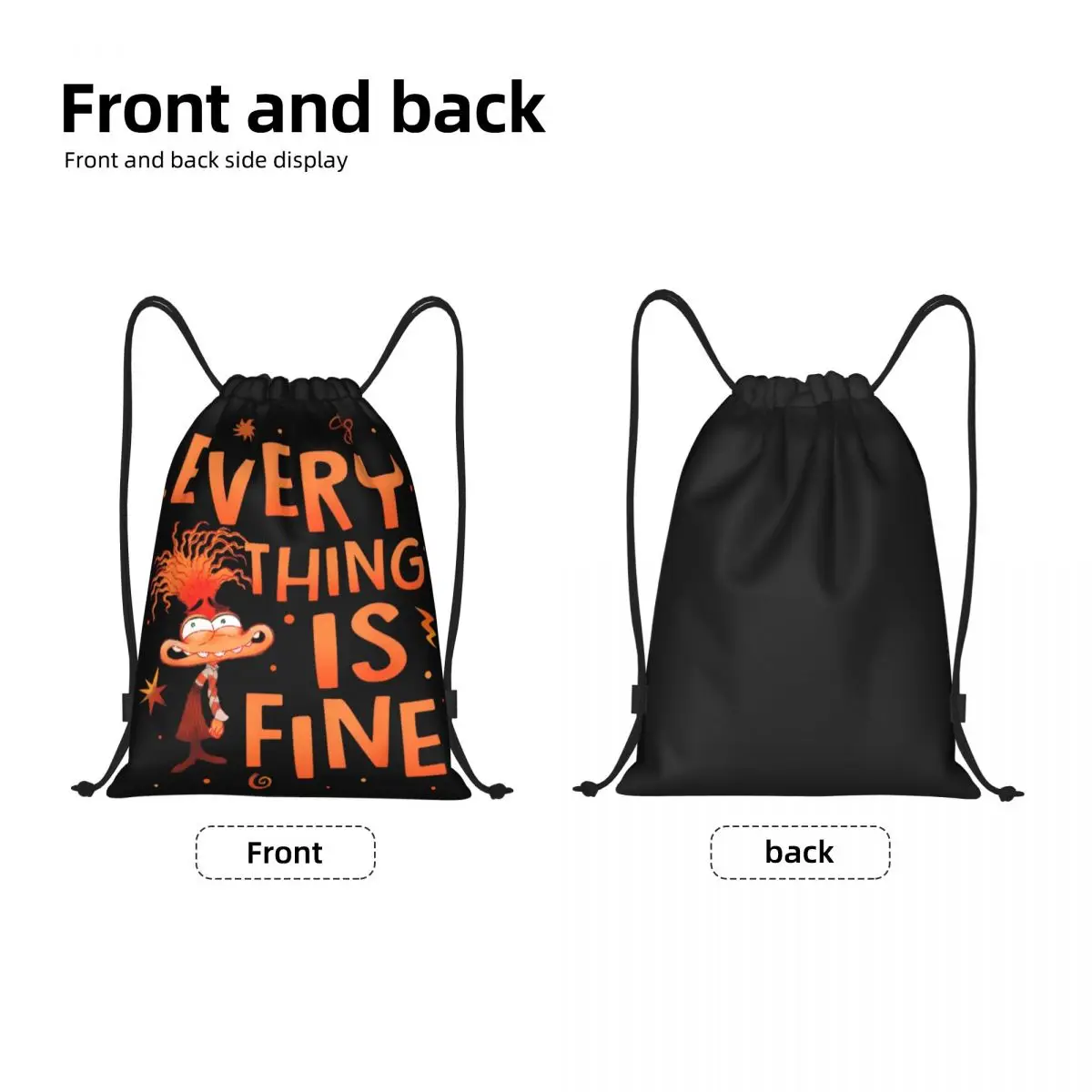 Custom Everything Is Fine Anxiety Inside Out Drawstring Bag Men Women Lightweight Sports Gym Storage Backpack