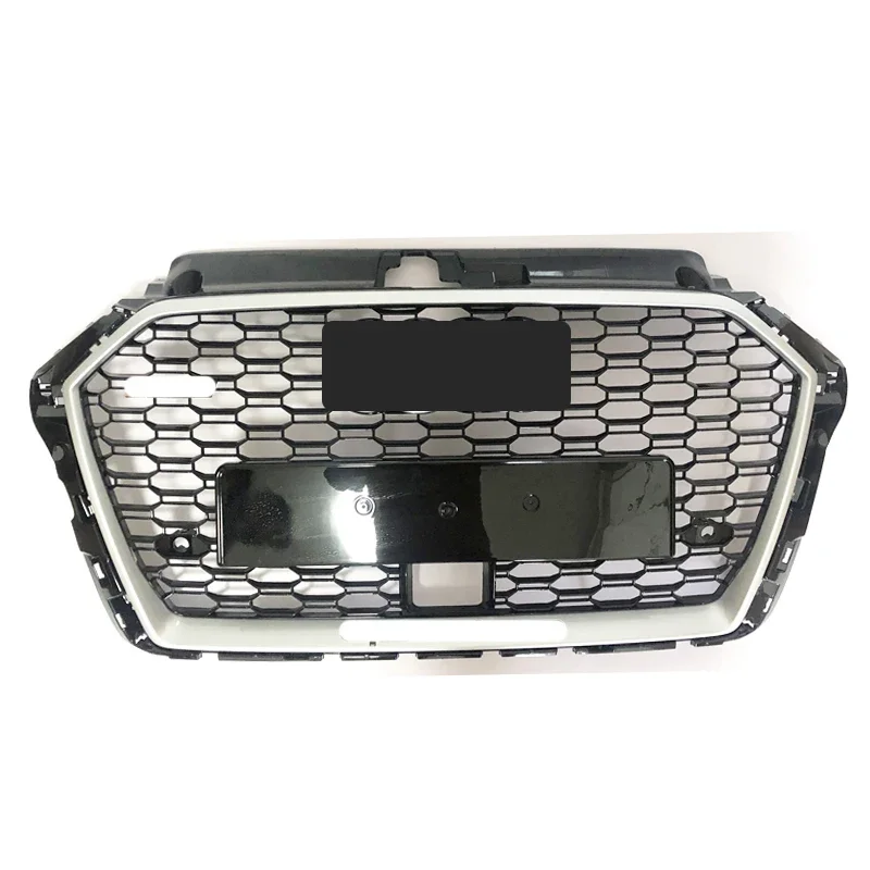 Car Front Bumper Grill Center Grille with ACC Hole Carbon Style for Audi A3/S3 8V 2017 2018 2019 (Refit for RS3 Style) view 2