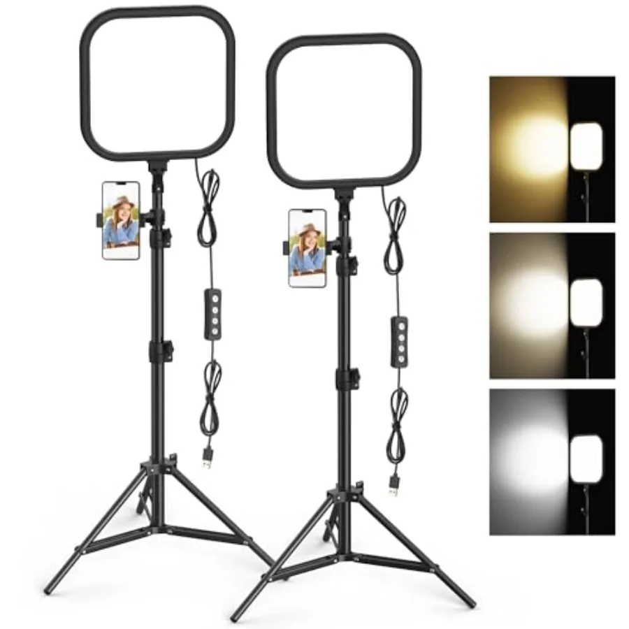 

2Pack LED Video Light Kit Hagibis 15W Photography Lighting Kit with 78 Dimmable Studio Lights and Adjustable Tripod 25008500K C