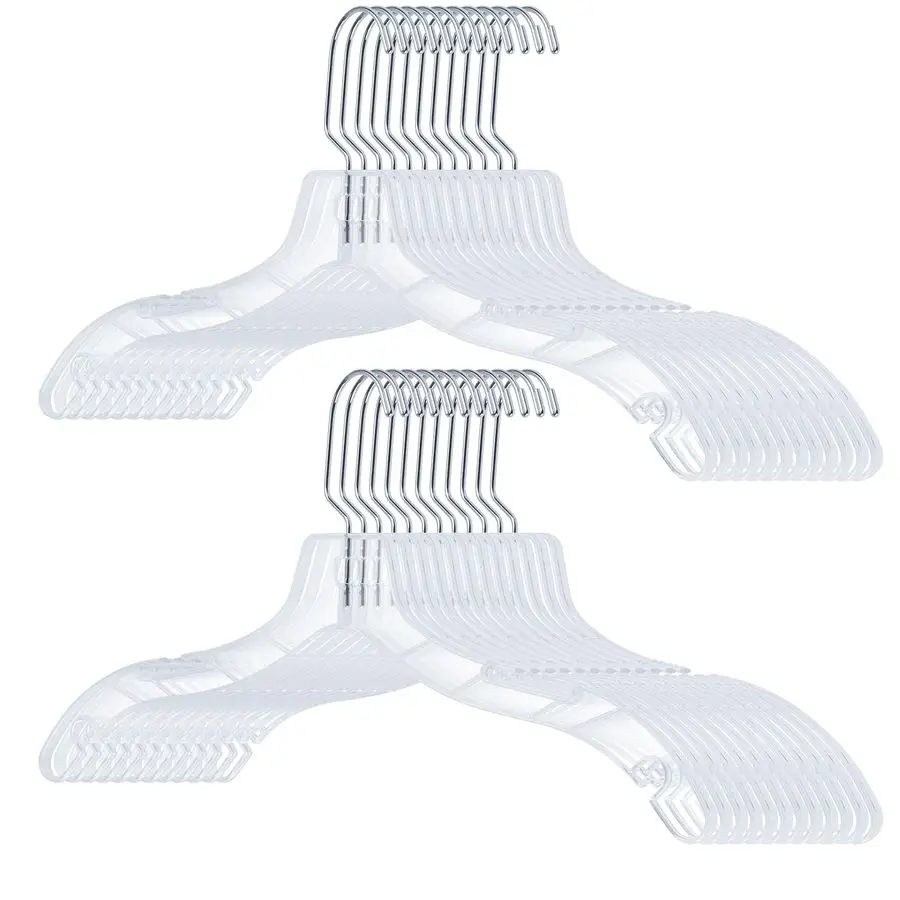 

24pcs Clear Plastic NonSlip Heavy Duty Hangers for Sweaters, Shirts, Suits, Jackets