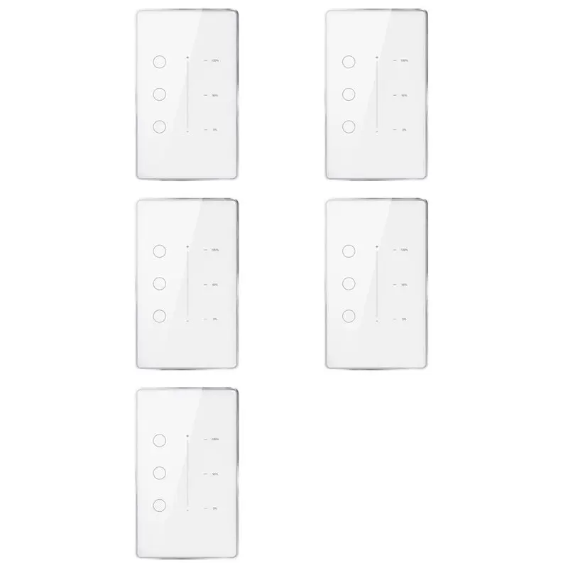 5X Tuya Zigbee 3 Gang Dimmer Light Switch Tuya/Smart Life APP Remote Control US EU Standard Switch Percentage Control(B)