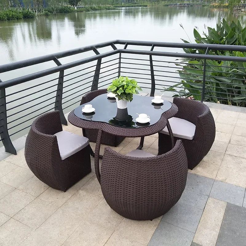 Modern Outdoor Furniture Rattan Chair Set Outdoor Restaurant Patio Furniture Set, Rattan Outdoor Furniture