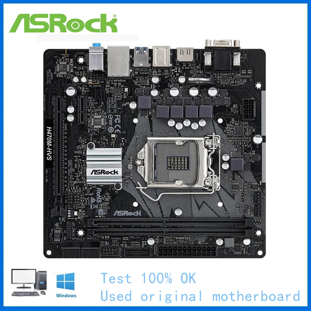 

Материнская плата H470 для настольных компьютеров ASRock H470M-HVS, материнская плата с разъемом LGA1200 DDR4, материнская плата с поддержкой 10400 10700