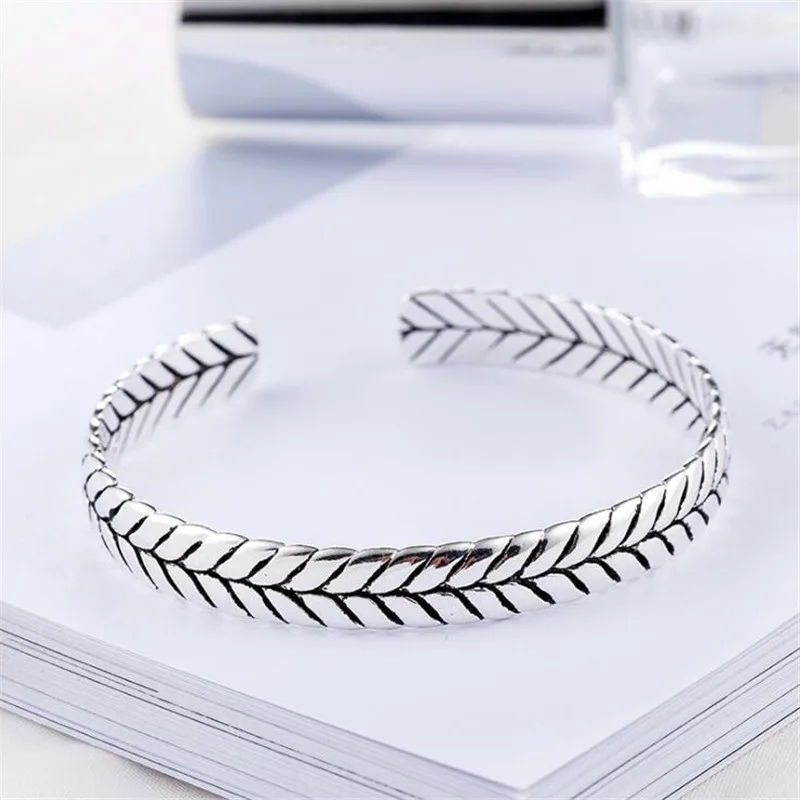 New Snake Grain Creative Braided Bracelets 925 Sterling Silver Jewelry Personality Leaf Exquisite Popular Bangles  SL078