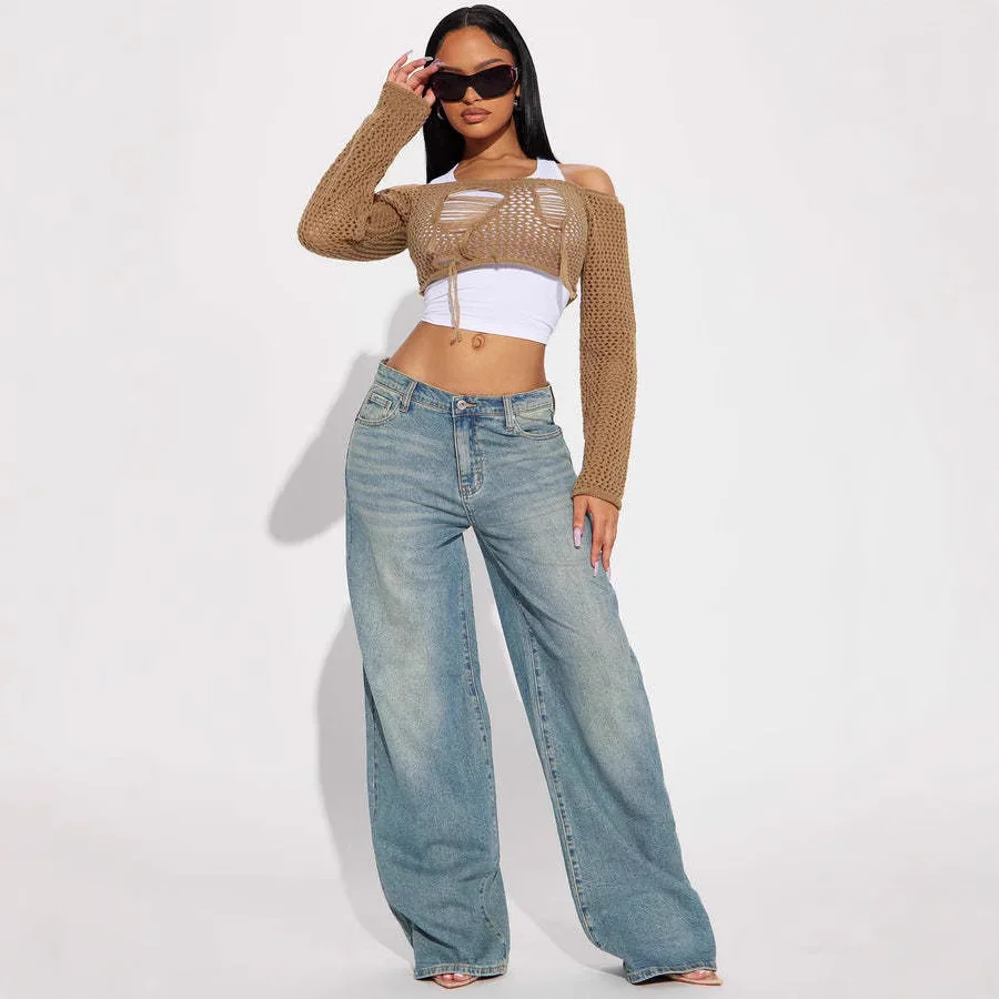 Vintage American-style Straight Jeans Women High Waist Casual Loose Denim Pants Female Comfortable Commuter Wide Leg Trousers