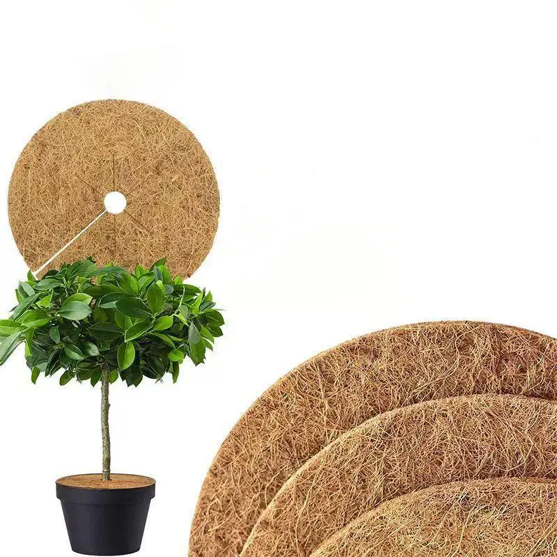 3PCS Natural Coco Coir Fiber Tree Mulch Ring Protector Organic Mat for Indoor Outdoor Disc Plant Cover Flower Pot