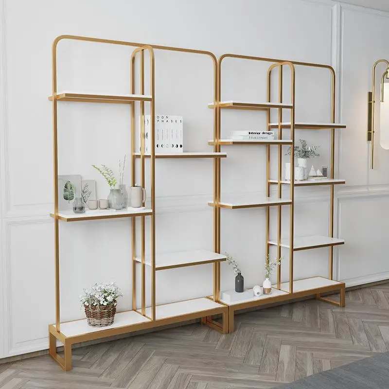Nordic metal floor shelf creative simple modern wrought iron bookshelf personalized display shelf light luxury baffle bookcase