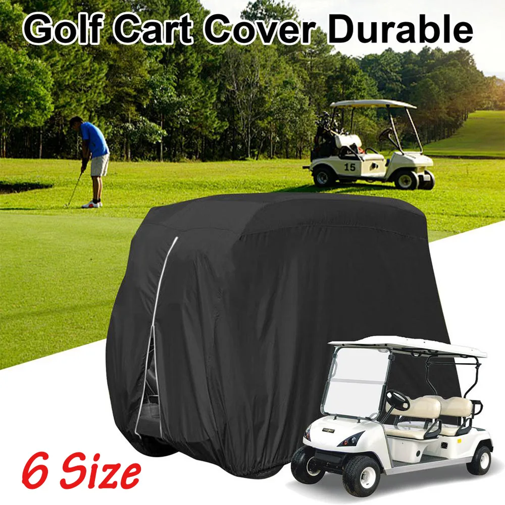 210D Waterproof Golf Cart Cover Universal Fits for Most Brand 2/4 Passenger Golf Cart Sunproof Dustproof Outdoor Cover Zipper