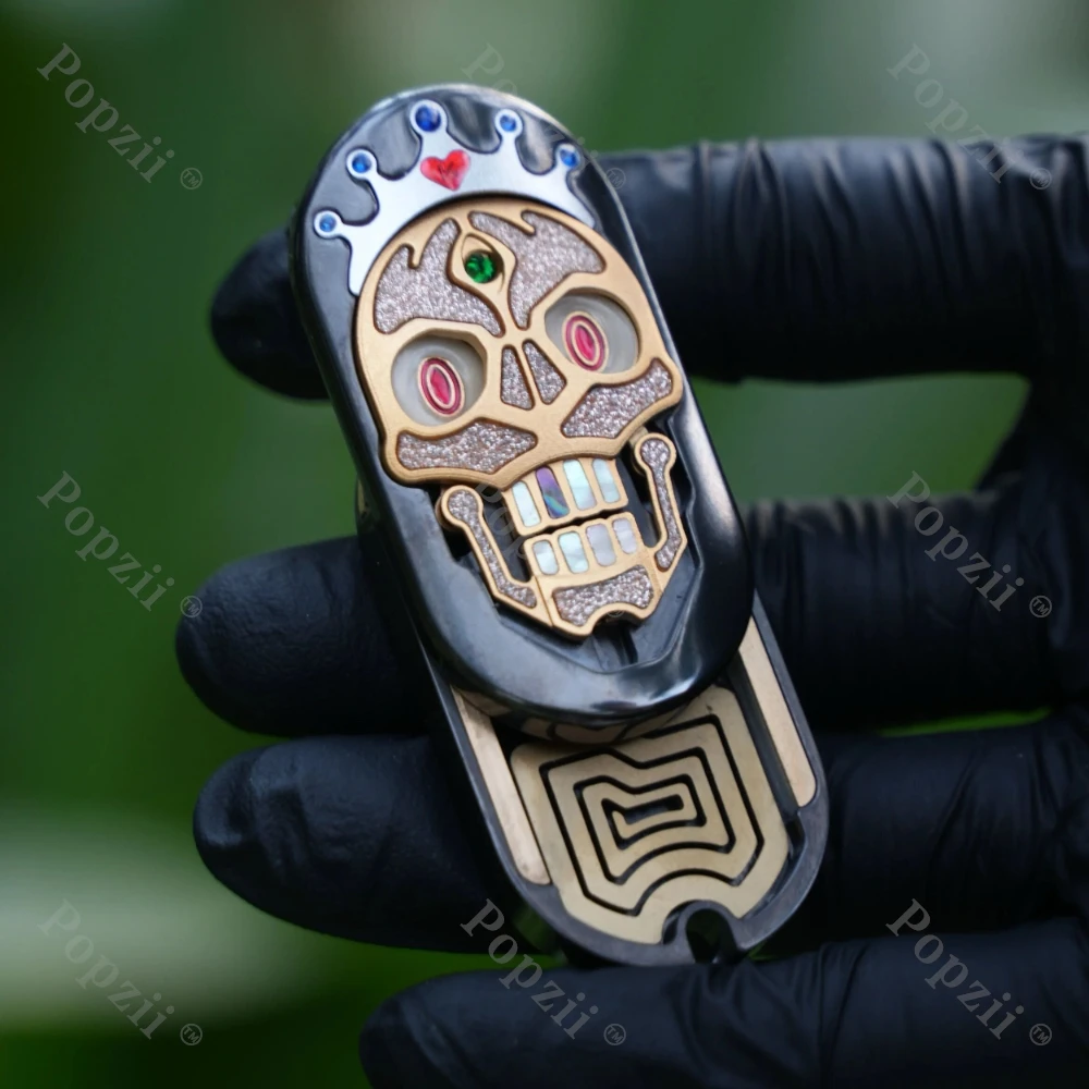 SAS EDC Zirconium Mechanical Skull Push Slider Office Toy Stress Relief Metal Fidget Slider Office Stress Relief Gadgets