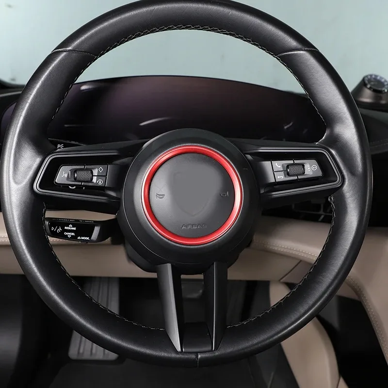 

For Porsche Taycan 2019-2025 Aluminum Alloy Red Car Steering Wheel Cover Decorate Interior Car Accessories