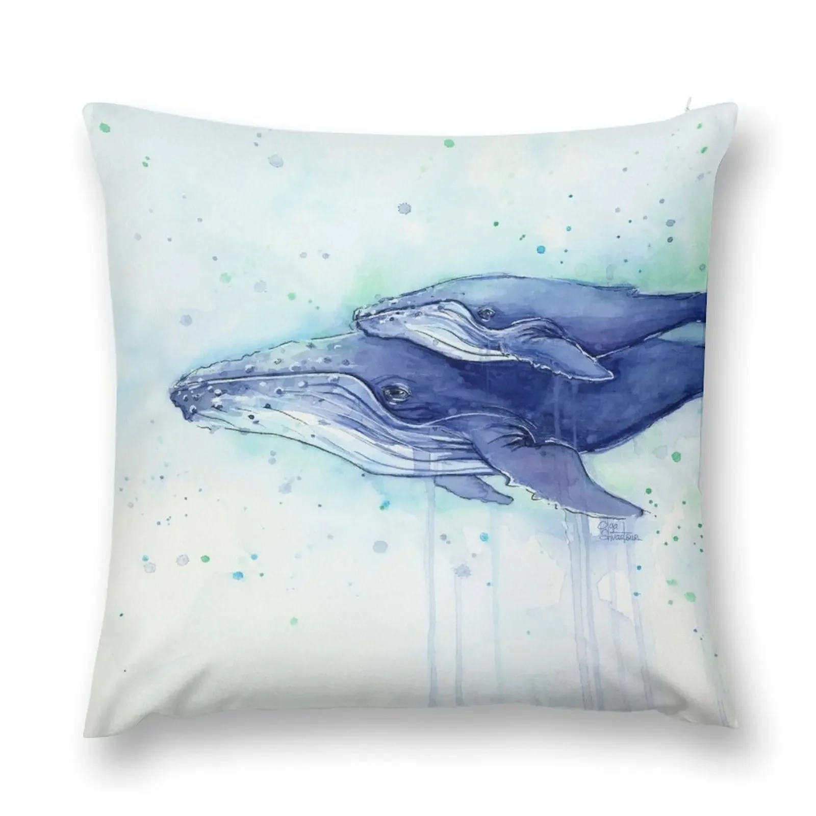 

Humpback Whale Mom and Baby Painting Throw Pillow Decorative Pillow Covers For Sofa Pillowcases Covers For Sofas pillow