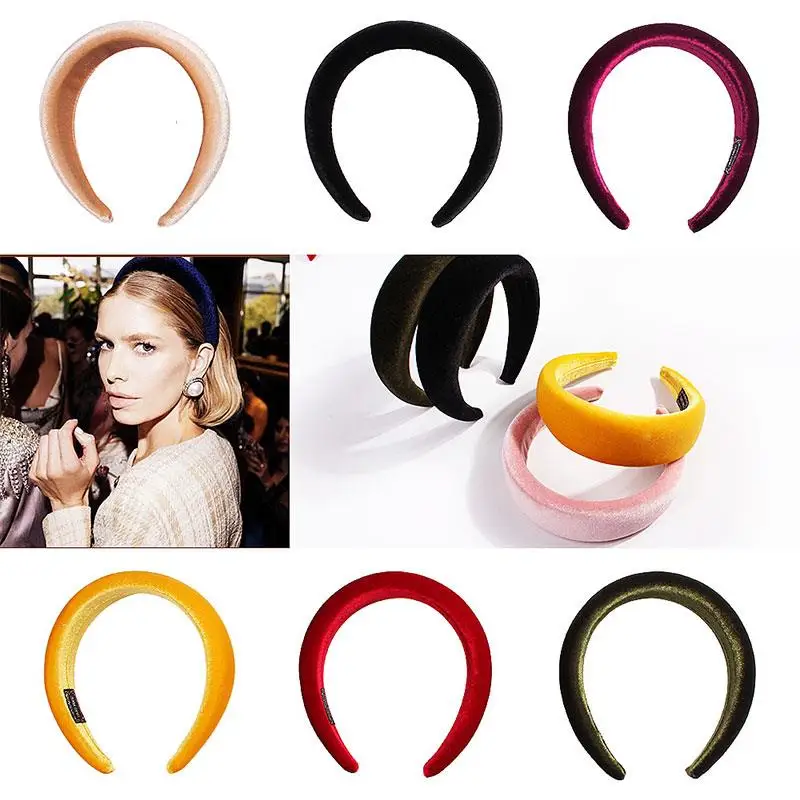 5cm Wide Sponge Hair Hoop Autumn Winter Hairbands  Non-slip Head Hoop Flannel Headband Thick Plastic Classic Hair Accessories