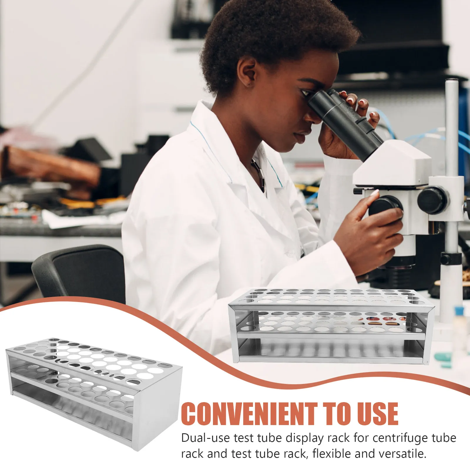 40-Slot Test Rack Stainless Steel 12-Hole Centrifuge Tube Holder For Laboratory Sampling Tubes Storage Reusable Tube Racks view 2