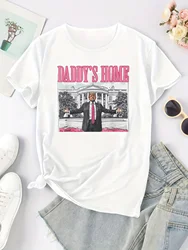 Humorous Trump Fans Support Tee Tops Fashion Noevlty Gifts Funny Trump Pink Daddys Home Trump 2024 Election Campaign T-Shirt