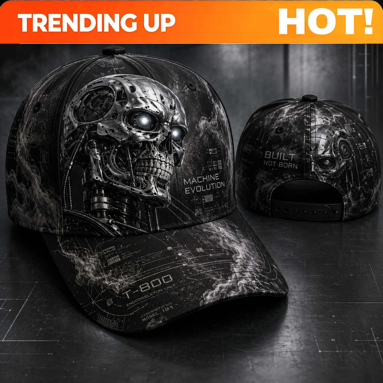 Customization Baseball Cap Men Mens Hat Snapback Hats For Men Summer Hats For Men Robotic Skull Future Machine Tec