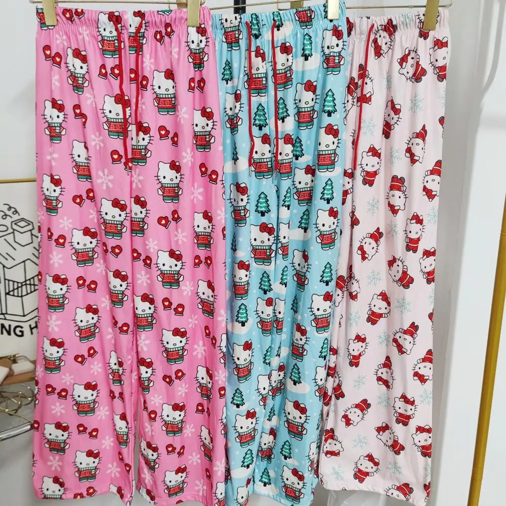 

Cartoon Hello Kitty Women Pajama Pants Anime Female Spring Summer Sanrios Loose Cute Homewear Leisure Comfortable Pajamas Pants
