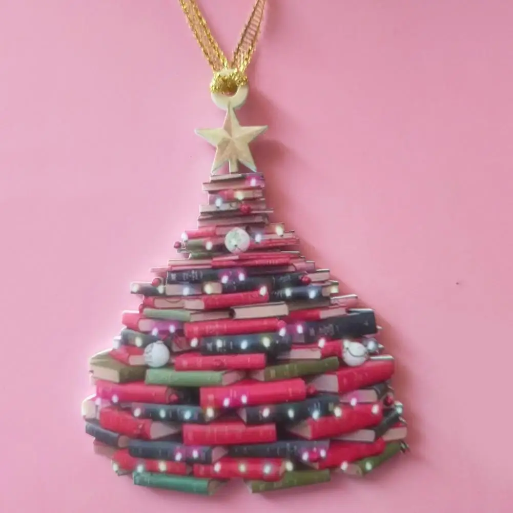 Christmas Pendant Long-lasting Christmas Decor Colorful Stacked Book Hanging Ornament Vintage Acrylic Craft for Christmas Tree