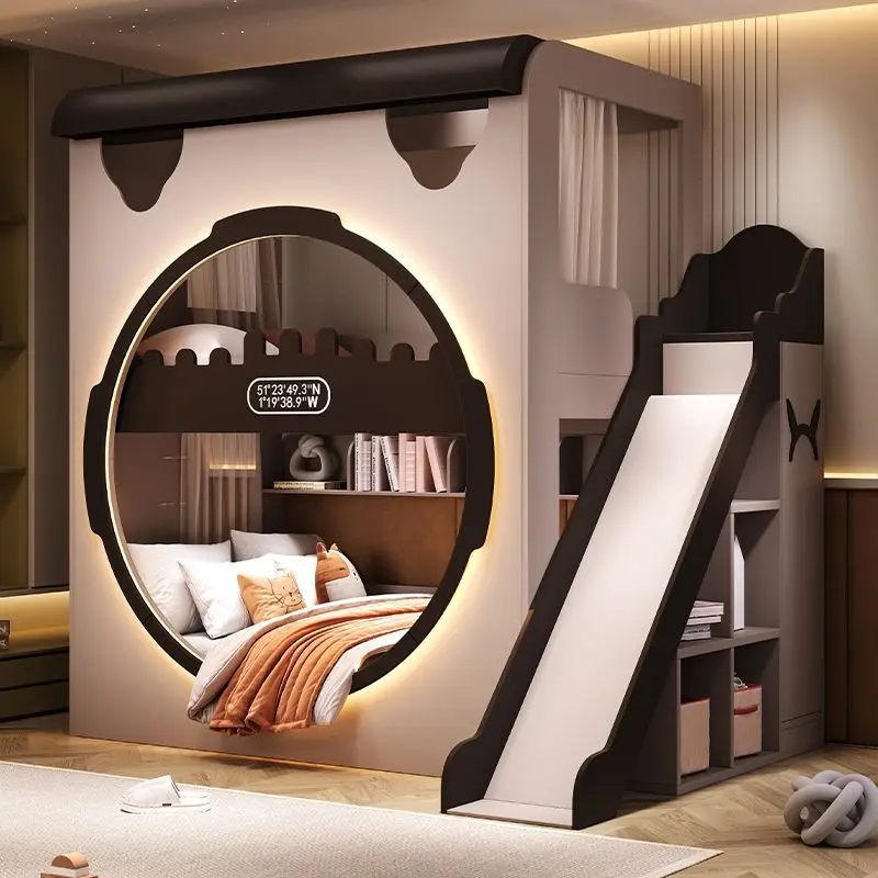 

Children's bed upper and lower beds Double-layer two-layer same-width beds Siblings S-type upper and lower bunk small apartment