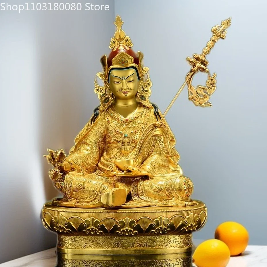 49cm Copper gilding padmasambhava Buddha statue Tibet Guru Rinpoche sculpture