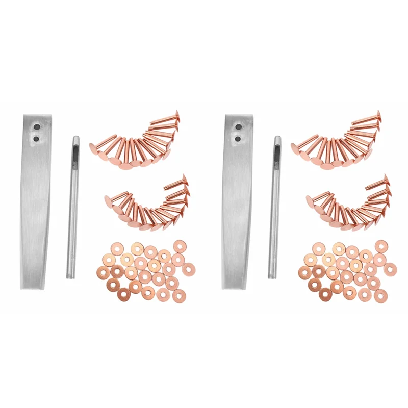 2 красных медных заклепок и заусенцев с устройством установки заусенцев, медный заклепочный зажим, инструмент для установки и дырокол-B61B