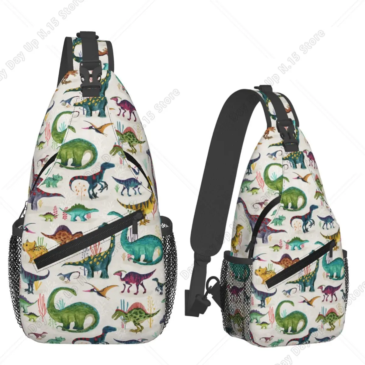 Bright Dinosaurs Chest Bag Men Sling Crossbody Backpack Chest Bag Traveling Hiking Daypack Shoulder Bag