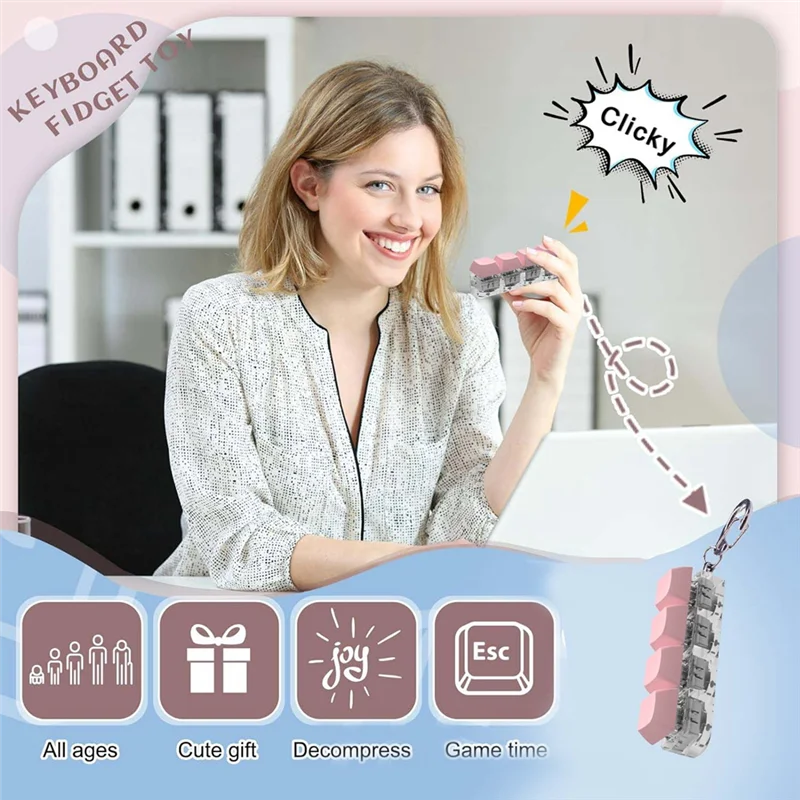 A30F-Decompression  Keyboard Clicker  Keyboard Cube- Mechanical Key  Button Stress Relief For Adult Gifts