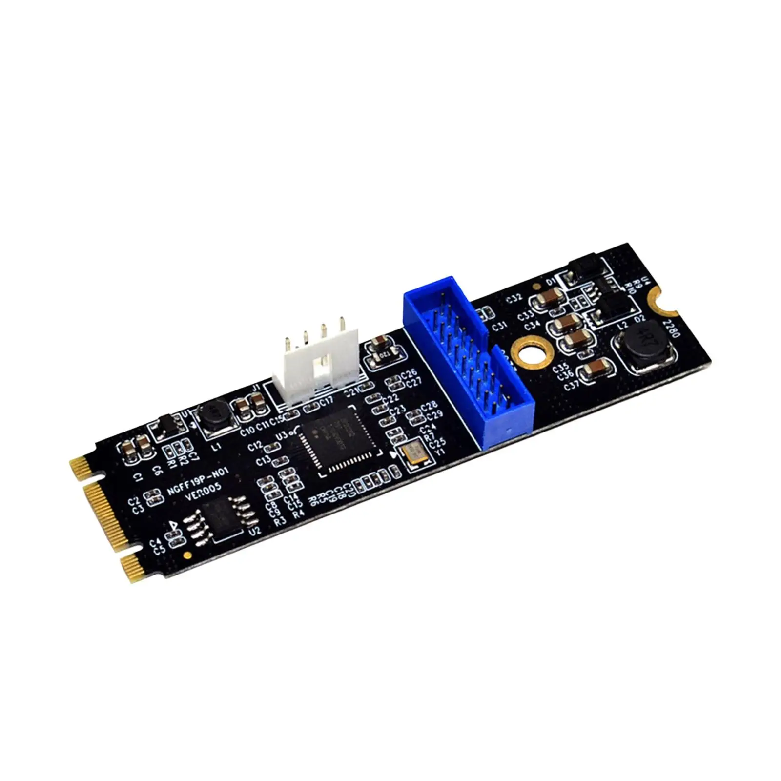 

M.2 NGFF NVMe to USB 3.0 Front 19 Pin Expansion Card Accessories 4Pin Power Supply Convert Card for PC Desktop Motherboard