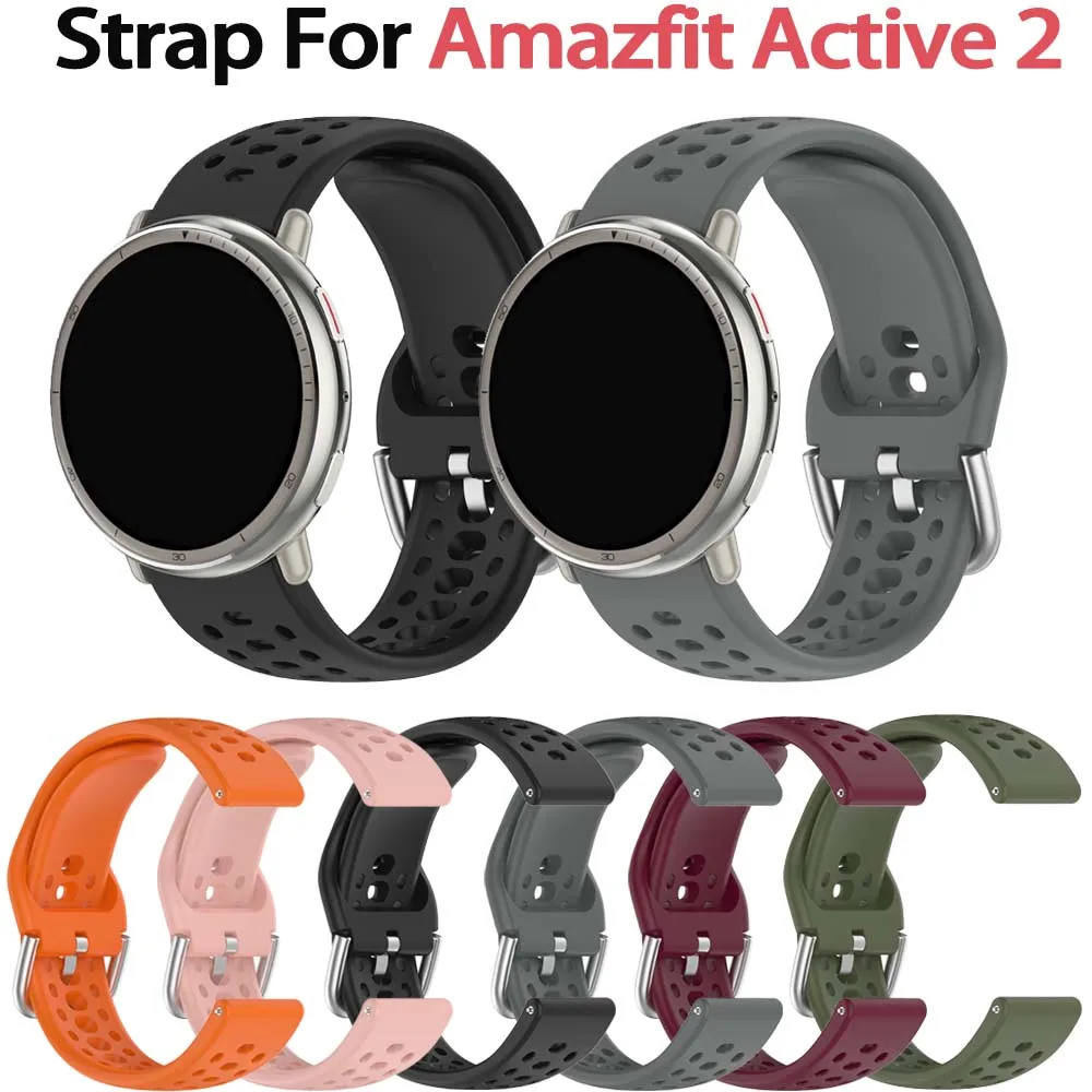 Pulseira de silicone para amazfit active 2 (a2437), pulseira substituível para relógio inteligente amazfit active2, acessórios para pulseira de relógi
