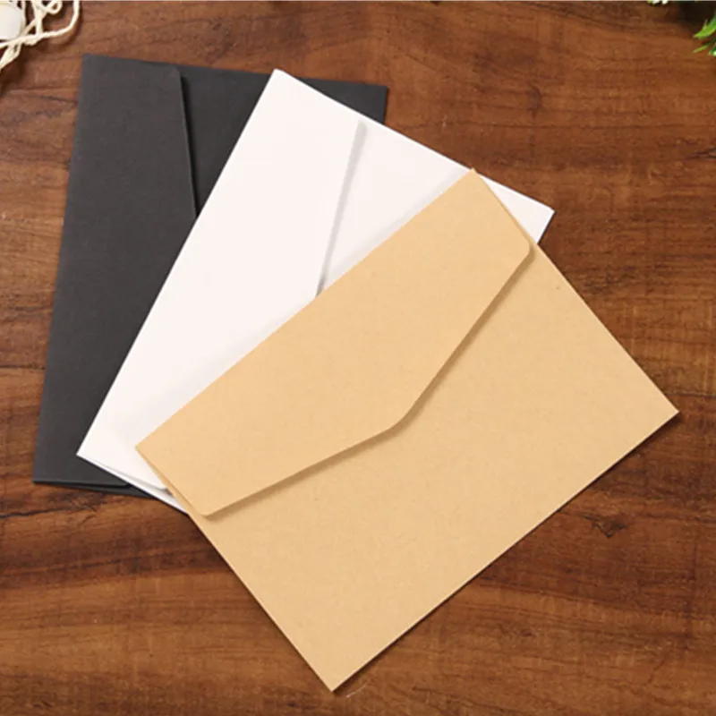 10pcs/set Classical Brown White Black Kraft Blank Mini Paper Window Envelopes Wedding Invitation Envelope Gift Envelope 3 Color