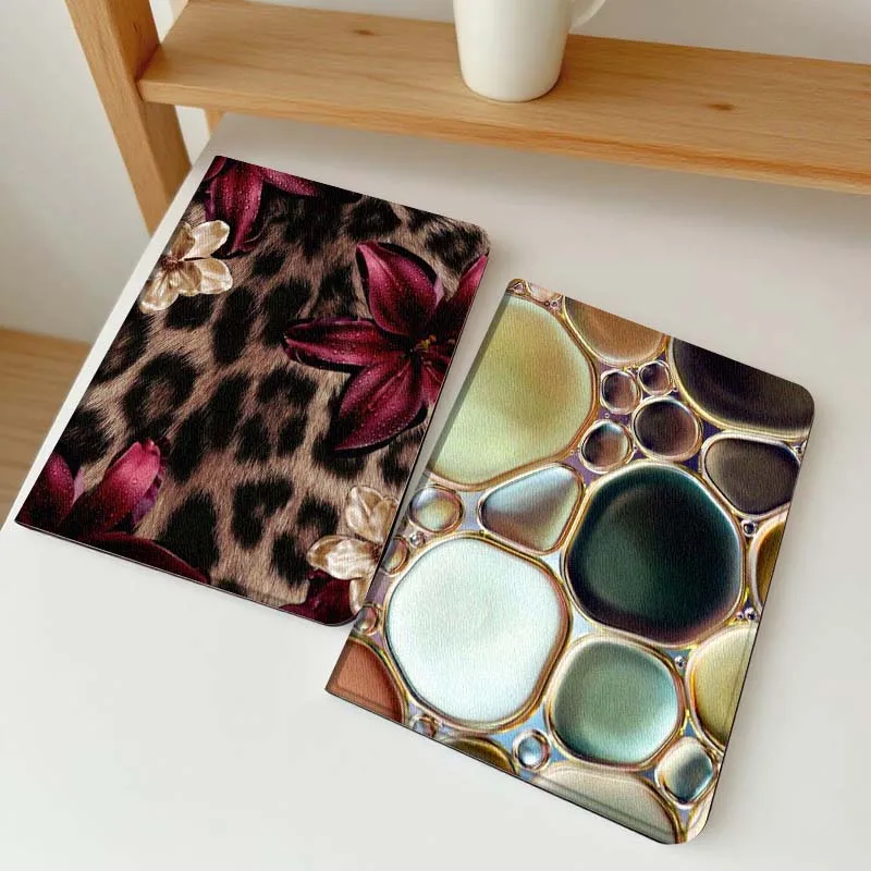 

Leopard Print Red Flower Tablet Case For Apple iPad Air Pro mini 1 2 3 4 5 6 7 8 9 11 M2 M3 M5 M4 5th 6th 7th 10th 11th Gift