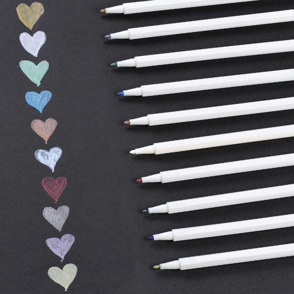

5 PCS Metal Pen Paint Metallic Color Pens Marker Golden Colored Coloring Artist