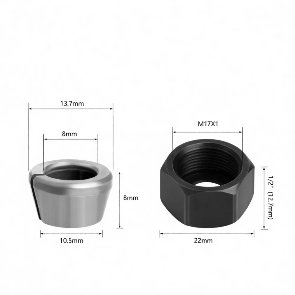 For LAVIE Trimmer Bit Collet Nut Set Milling Cutter Adapter Woodworking Tool Accessory Reliable Clamping Device