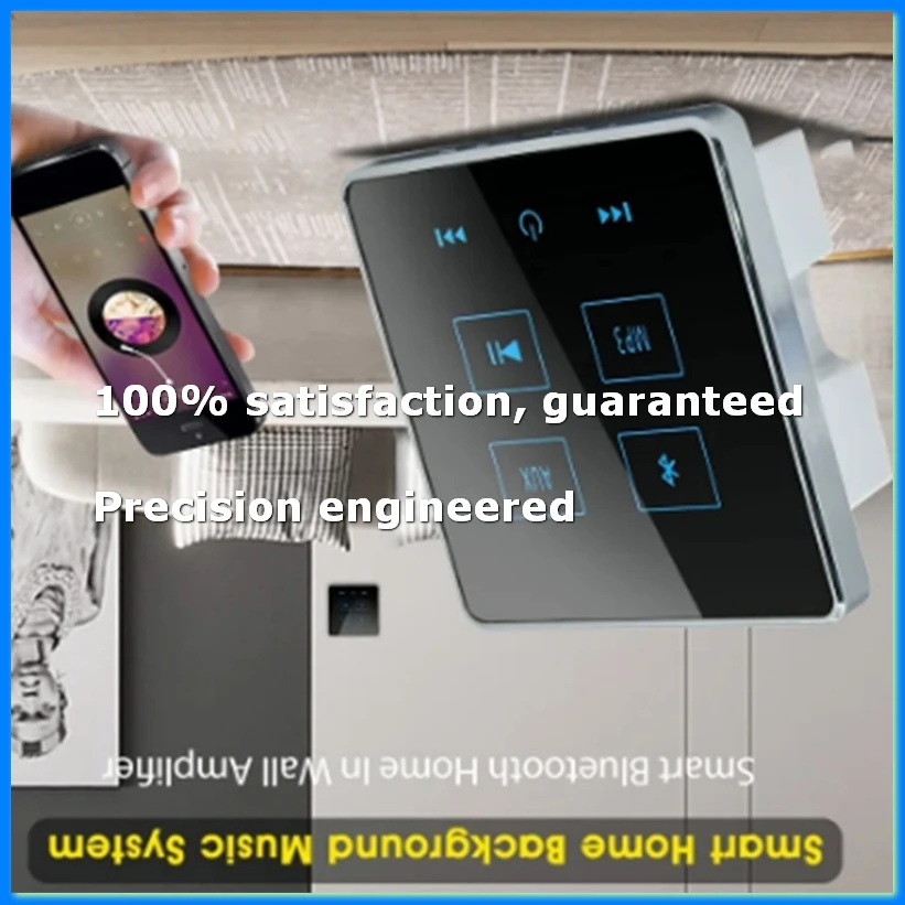 

Home Theater Bluetooth Wall Amplifier Touch Screen Music Panel Home Background Audio System Support USB TF Card(Black)-A49I