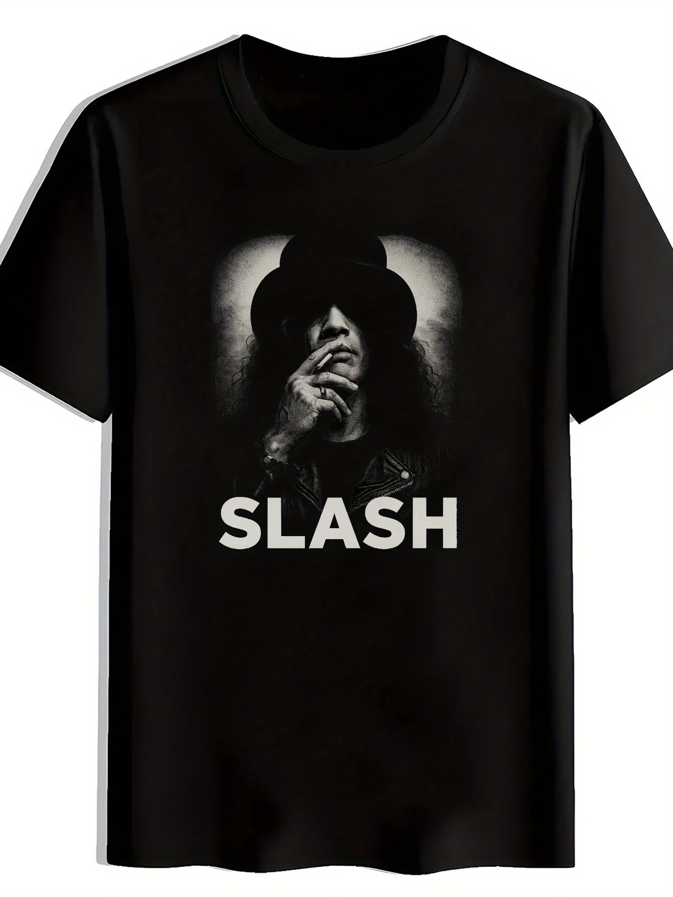 

Men'S Vintage Rock Band Graphic T Shirt Black Short Sleeve Crew Neck Polyester Top with SLASH Music Print Casual Summer
