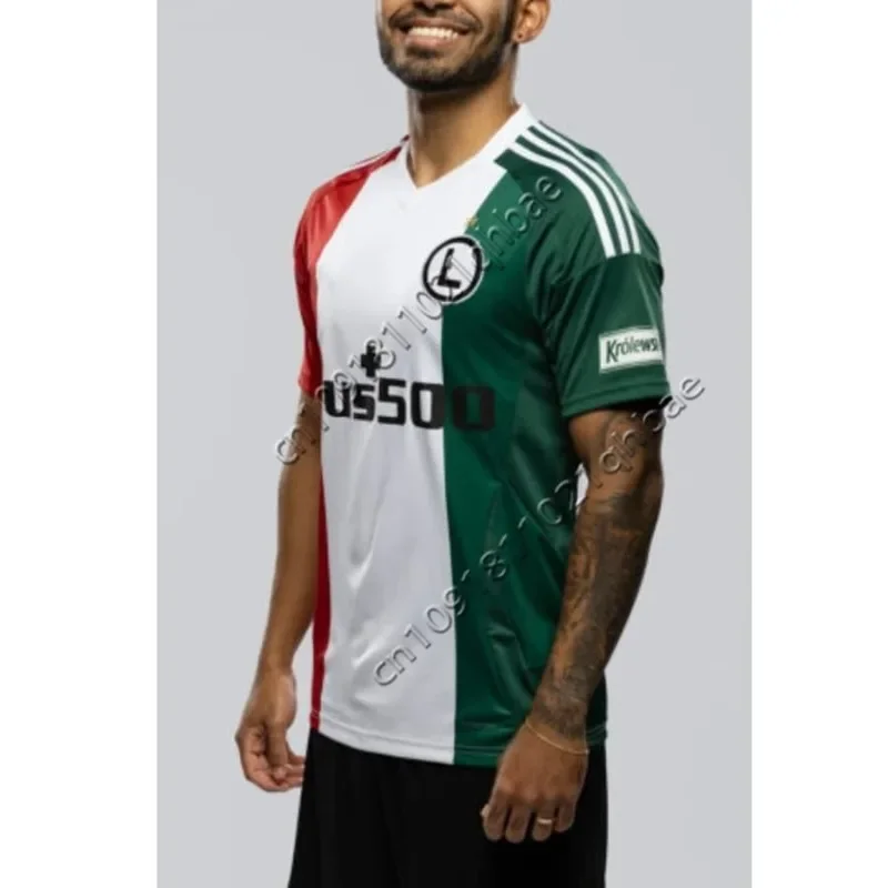قميص كرة القدم البولندية للرجال Legia Warsaw Classic Plus 500 لكرة القدم للبالغين/الأطفال جيرسي تدريب كبير الحجم قابل للتنفس