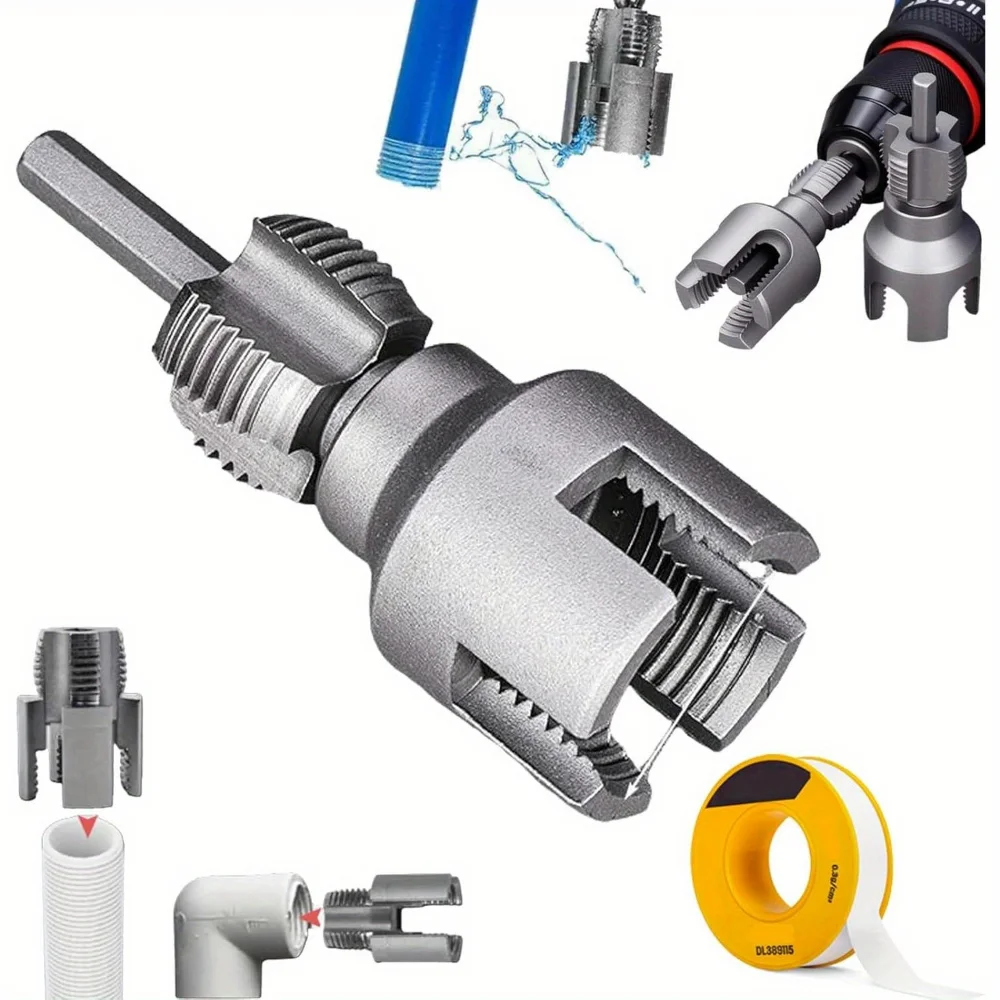 

DN15/20/25 Pipe Threading Tool Hex Shank Die Internal External Threads 1/2&3/4&1 INCH Water Pipes PPR PVC MPP Detachable